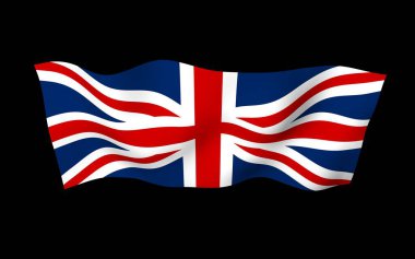 Büyük Britanya bayrağını sallıyor. İngiliz bayrağı. Büyük Britanya ve Kuzey İrlanda Birleşik Krallığı. Birleşik Krallık 'ın sembolü. 3B illüstrasyon
