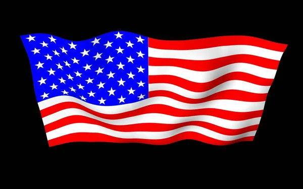 在黑暗的背景下摇曳着美利坚合众国国旗 星条旗 美国的国家象征 3D插图 — 图库照片