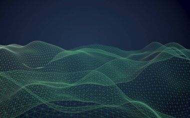 Soyut manzara arka plan. Siber uzay mor ızgarası. merhaba teknoloji ağı. 3d illüstrasyon