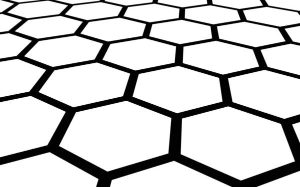 白色背景上的黑色蜂窝 多边形的透视看起来像蜂窝 等距几何 3D插图 — 图库照片