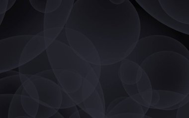 Soyut siyah arkaplan. Koyu şeffaf baloncuklu arkaplan. 3B illüstrasyon