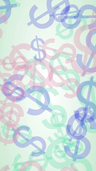 Mnohobarevné Průsvitné Dolarové Značky Bílém Pozadí Ilustrace — Stock fotografie