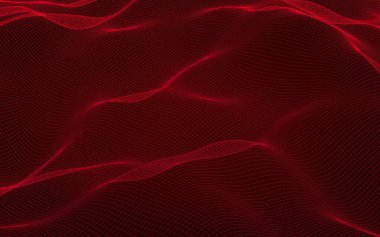 Kırmızı arka planda soyut manzara. Siber uzay şebekesi. merhaba teknoloji ağı. 3d illüstrasyon