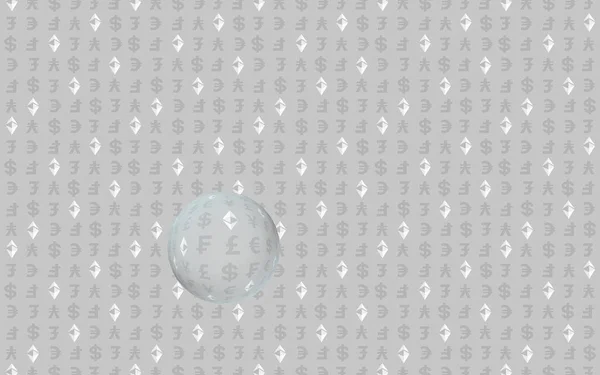 Κλασικό Και Συνάλλαγμα Γκρι Φόντο Ψηφιακό Σύμβολο Κρυπτο Νομισματική Φούσκα — Φωτογραφία Αρχείου