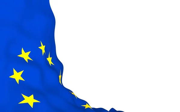 Bandiera Leggermente Sventolante Dell Unione Europea Isolata Sfondo Bianco Rendering — Foto Stock