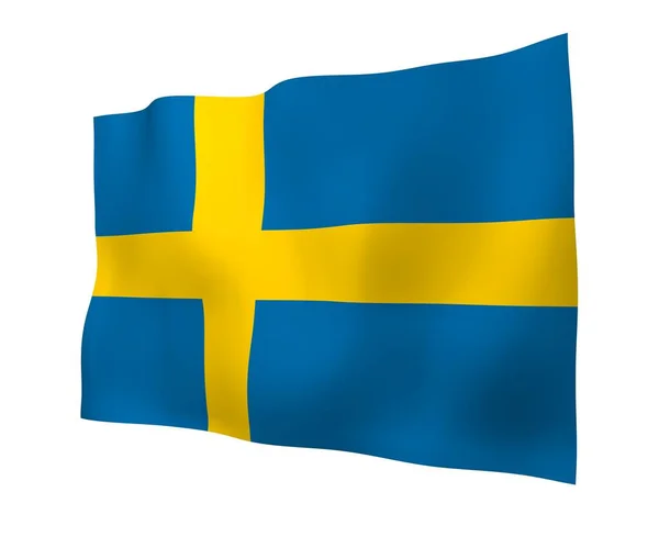 Flag Sweden Official State Symbol Kingdom Sweden Blue Field Yellow — Stock Photo, Image