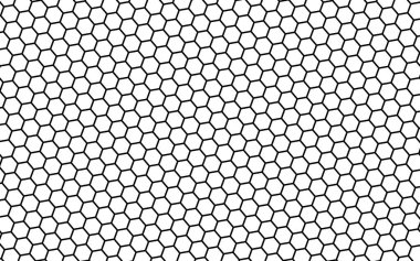 Beyaz arka planda siyah bal peteği. Çokgenin perspektif görüntüsü bal peteğine benziyor. İzometrik geometri. 3B illüstrasyon