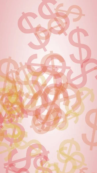 Mnohobarevné Průsvitné Dolarové Značky Bílém Pozadí Červené Tóny Ilustrace — Stock fotografie