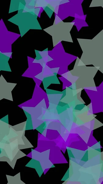 暗い背景に多色の半透明の星 垂直方向のイメージの向き 3Dイラスト — ストック写真