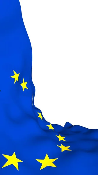 Kissé Lengő Zászló Európai Unió Elszigetelt Fehér Háttér Renderelés Európa — Stock Fotó