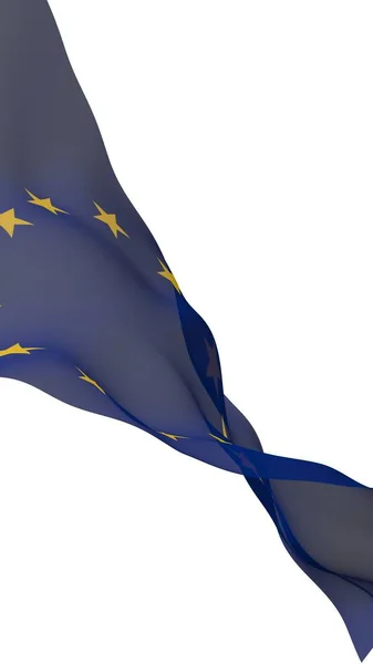Licht Zwaaiende Vlag Van Europese Unie Geïsoleerd Witte Achtergrond Weergave — Stockfoto