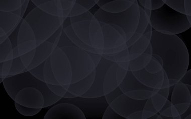 Soyut siyah arkaplan. Koyu şeffaf baloncuklu arkaplan. 3B illüstrasyon