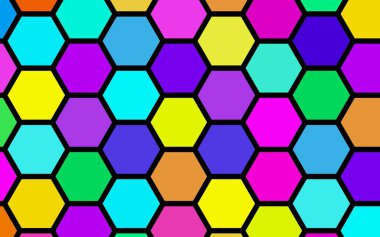 Petek çok renkli, çok renkli. Biyometrik geometri. 3d illüstrasyon