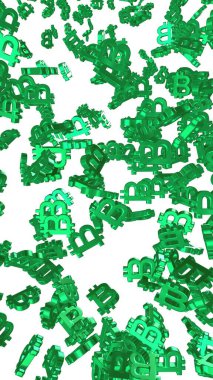 Beyaz arka planda dijital para birimi sembolü Bitcoin. Bitcoin düşüşü. Sanal ekranda kripto para birimi grafiği. İş, finans ve teknoloji kavramı. 3B illüstrasyon