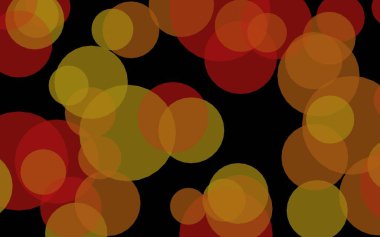 Koyu bir arka plan üzerinde çok renkli yarı saydam daireler. Sarı tonları. 3d illüstrasyon