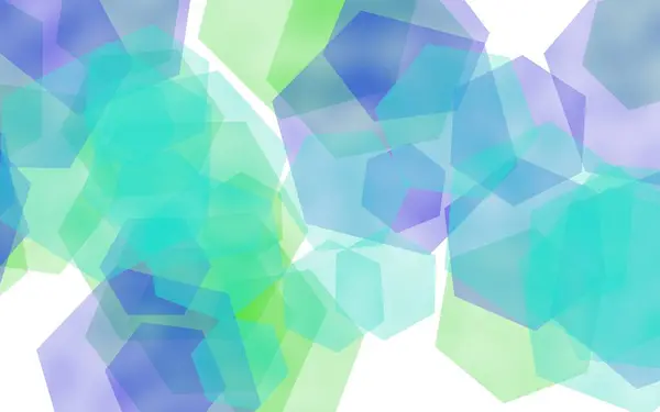 Multicolored Translucent Hexagons White Background Blue Tones Illustration — Stock Photo, Image