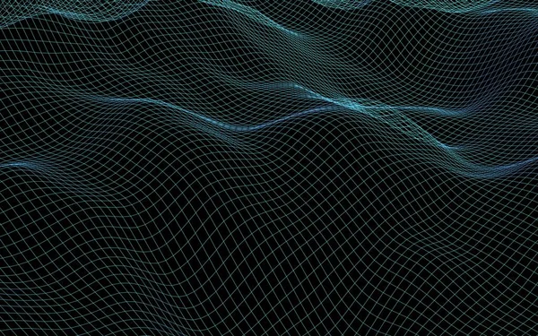 Abstrakte Landschaft Hintergrund Cyberspace Blue Grid Hallo Tech Netzwerk Illustration — Stockfoto