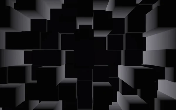 抽象的な暗いエレガントな立方体の幾何学的背景 カオス的に高度な長方形のバー レンダリング イラストレーション — ストック写真