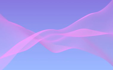 Mavi gökyüzü soyut arka plan pembe dalga. Çırpınan pembe atkı. Rüzgar pembesi kumaşa el sallıyor. 3d illüstrasyon