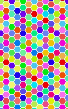 Petek çok renkli, çok renkli. Biyometrik geometri. 3d illüstrasyon