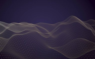 Soyut manzara arka plan. Siber uzay mor ızgarası. merhaba teknoloji ağı. 3d illüstrasyon