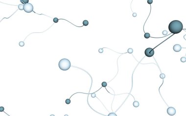 Sinir ağı. Sosyal ağ. Fütüristik DNA, deoksiribonükleik asit. Soyut molekül, hücre illüstrasyonu, miselyum. Açık arka plan. 3d illüstrasyon