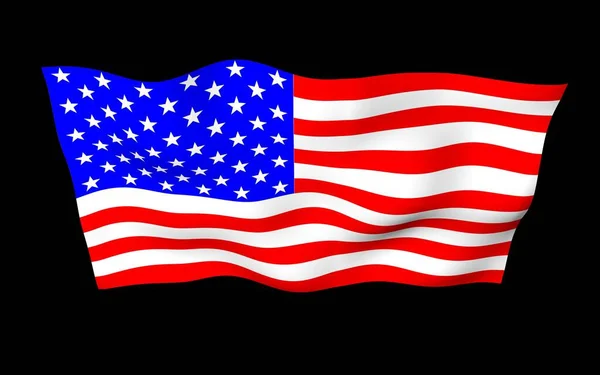 Flagge Der Vereinigten Staaten Von Amerika Auf Dunklem Hintergrund Schwenkend — Stockfoto