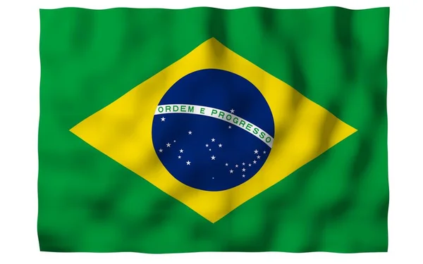 Wapperende Vlag Van Brazilië Ordem Progresso Orde Vooruitgang Rio Janeiro — Stockfoto