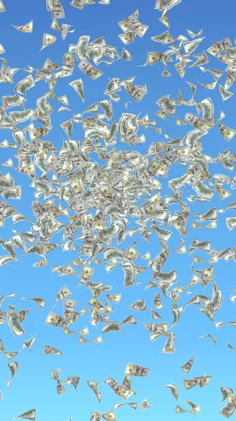 Uçan Dolar Banknotlar Mavi Bir Arka Plan Üzerinde Izole Havada — Stok fotoğraf