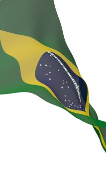 Brezilya bayrağı sallayarak. Ordem e Progresso. Sipariş ve ilerleme. Rio de Janeiro. Güney Amerika. Devlet sembolü. 3D çizim