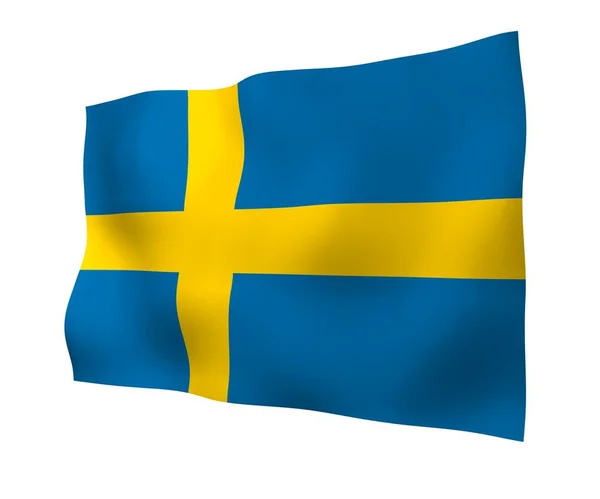 Bandiera Sweden Simbolo Ufficiale Del Regno Svezia Campo Blu Con — Foto Stock