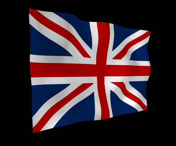 Machająca Flaga Wielkiej Brytanii Ciemnym Tle Brytyjska Flaga Zjednoczone Królestwo — Zdjęcie stockowe