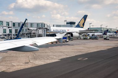 05 / 26 / 2019. Frankfurt Havaalanı, Almanya. Havaalanındaki Singapur uçağı Fraport tarafından işletilir ve Lufthansa 'nın Lufthansa Şehir Hattı ve Lufthansa Kargo' nun ana merkezi olarak hizmet verir.. 