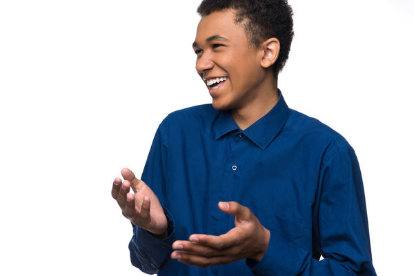 Portrait of cheerful african american teenager