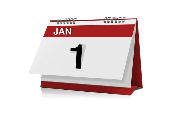 Календар 1 січня ізольовано — стокове фото