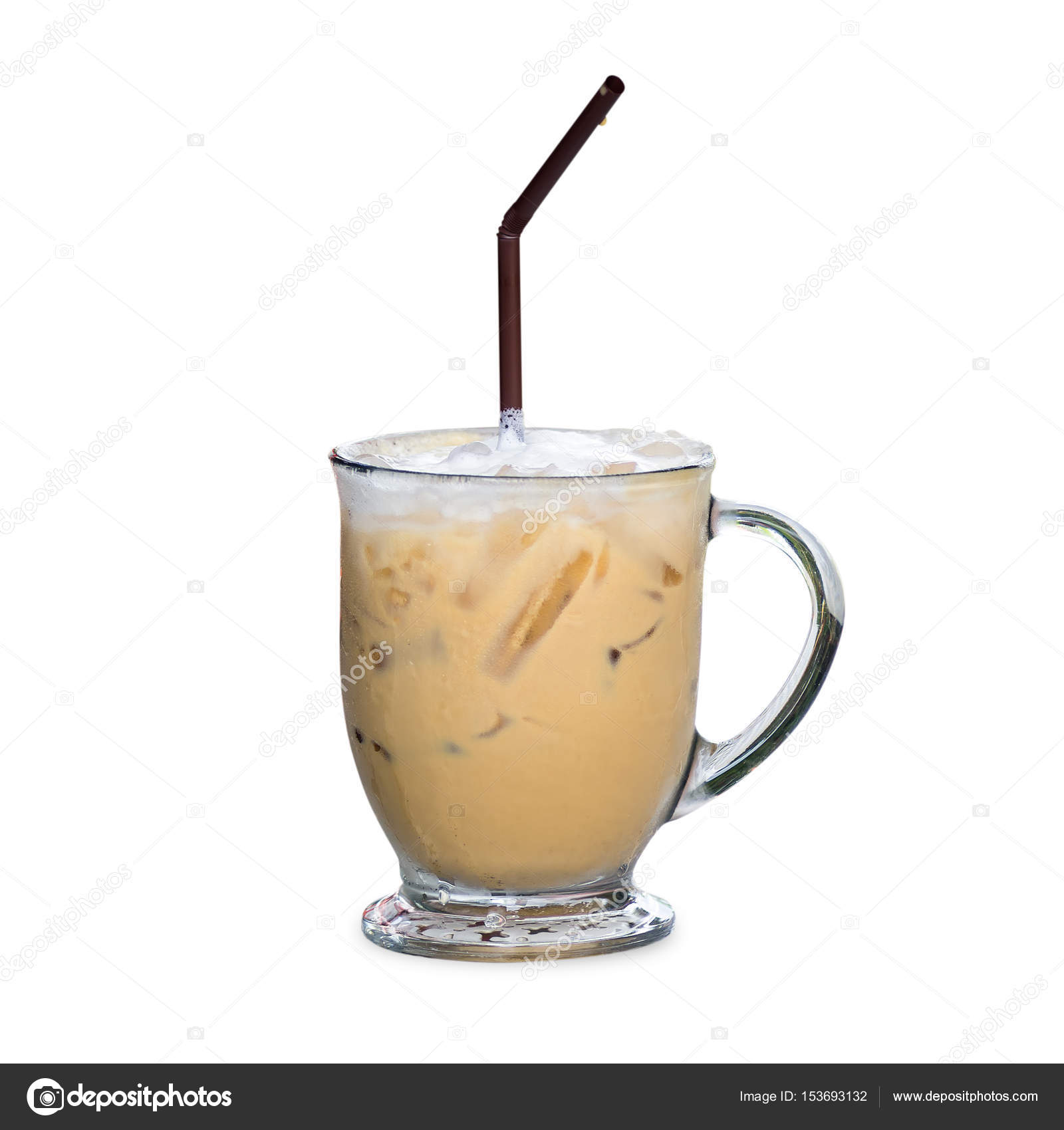 Cup of tea with milk / Coffee milk in glass cup with clipping path