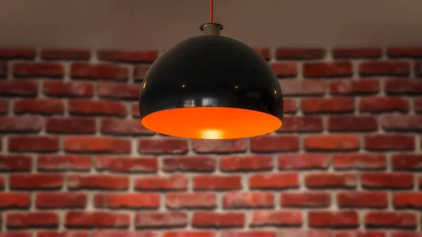 HANGLAMP met een bakstenen muur — Stockfoto