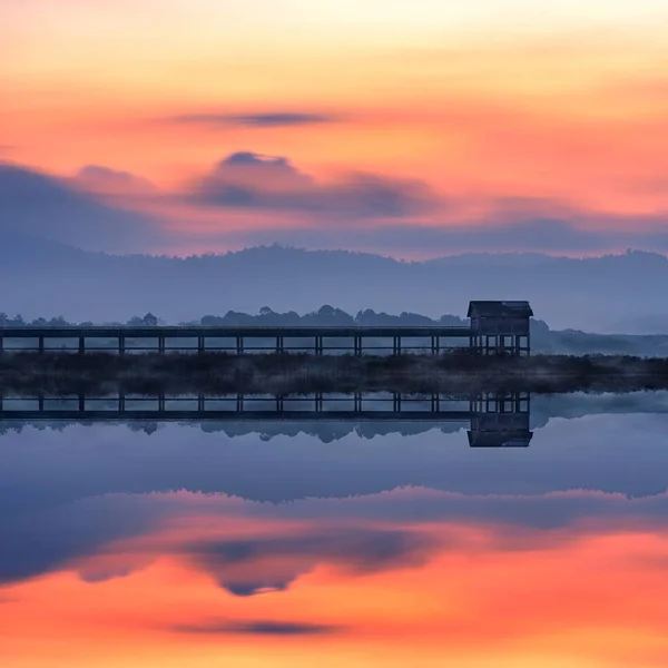Pier Bang Phra Reservoir Chonburi — Stock Photo, Image