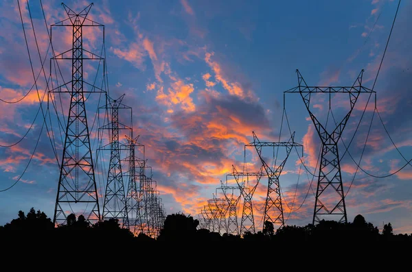 High voltage transmission towers — Stock Photo, Image