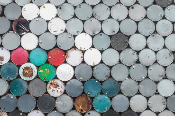 Stacks of old oil tanks — Stock Photo, Image