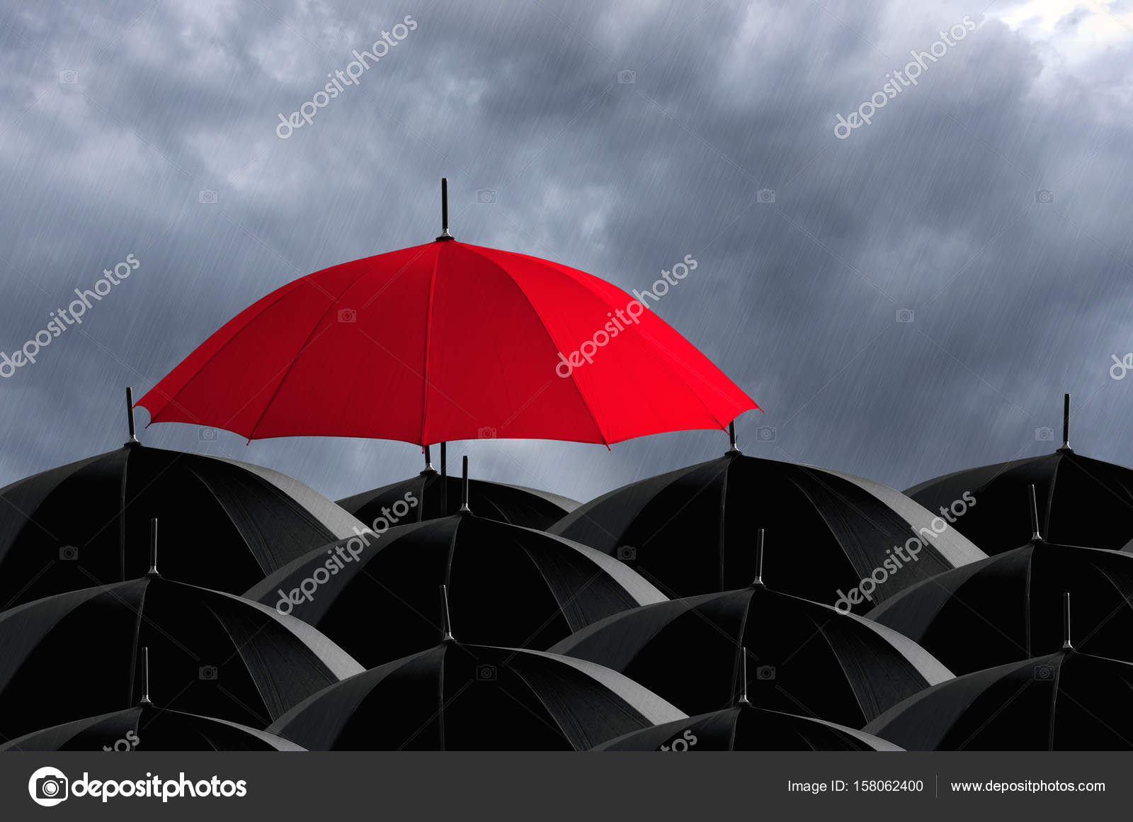 Colorful Umbrella In Mass Of Black Umbrella Stock Photo Image By C Nirutdps