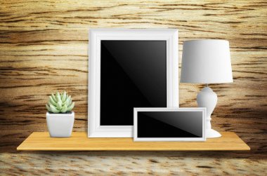 lamba ve saksı kaktüs ile resim çerçeveleri