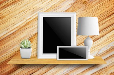 lamba ve saksı kaktüs ile resim çerçeveleri