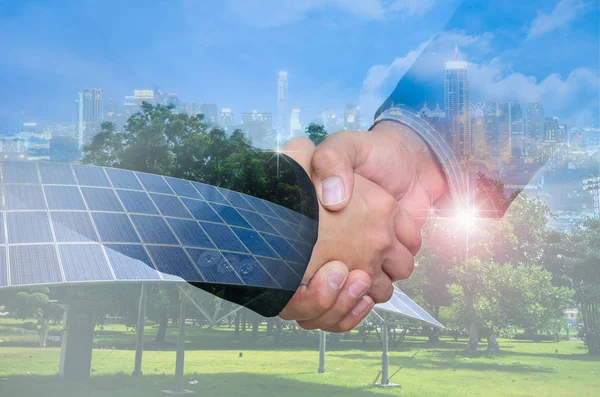 Handshake of two business people in suits — Stock Photo, Image