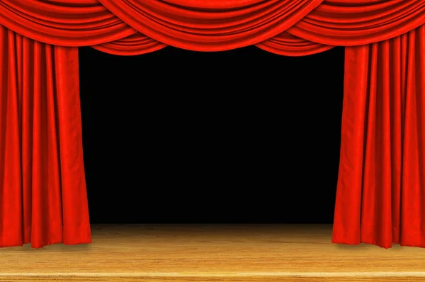 Red curtains and stage floor — Stock Photo, Image