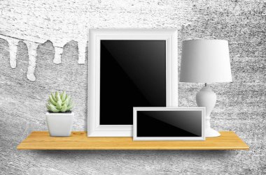 lamba ve saksı kaktüs ile resim çerçeveleri