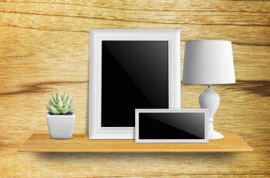 lamba ve saksı kaktüs ile resim çerçeveleri