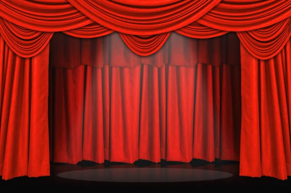 Rote Vorhänge und Bühnenboden — Stockfoto