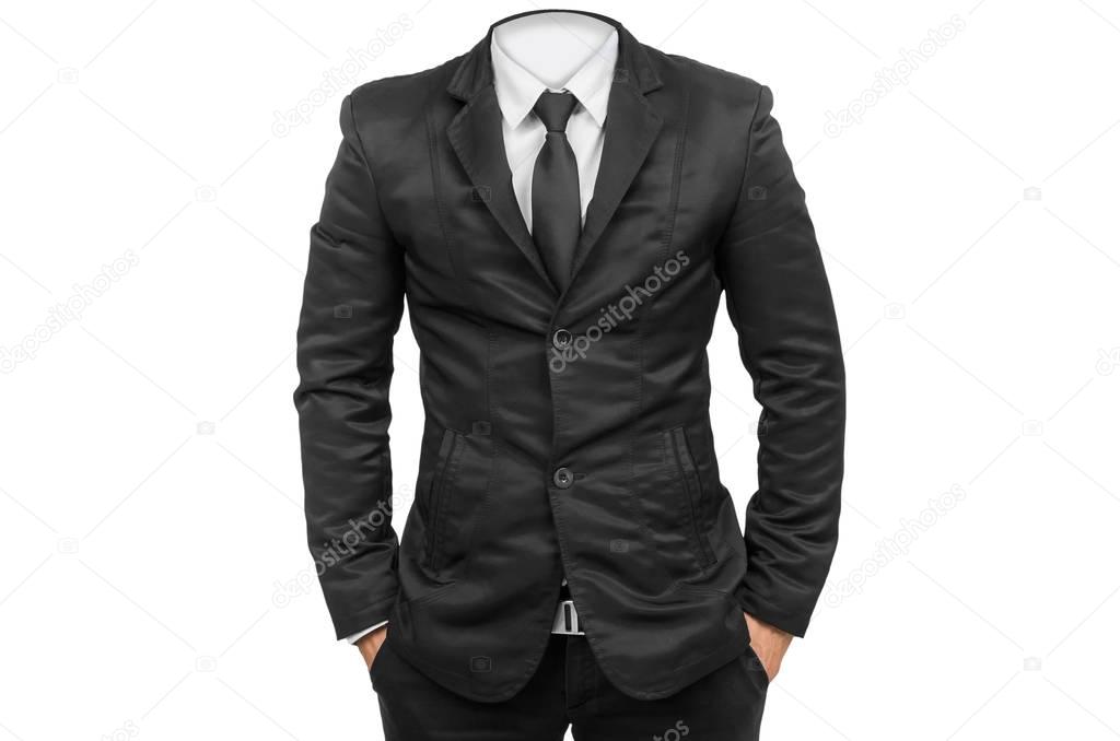 businessman body in black suit 