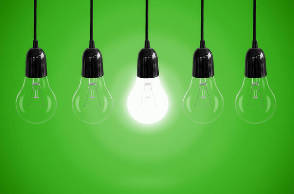 Idea concept with light bulbs.